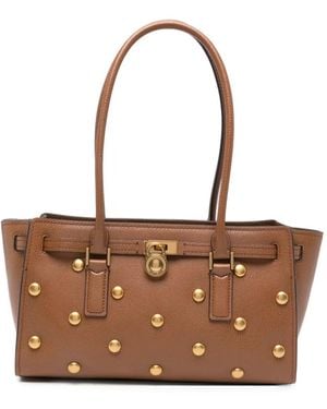 MICHAEL Michael Kors Stud-Embellished Leather Shoulder Bag - Brown