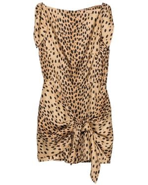 Cult Gaia Isma Leopard-Print Knot-Detail Mini Dress - Natural