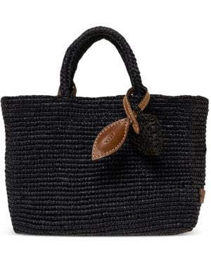 AFAR Bolso Shopper Con Charm De Hoja - Negro