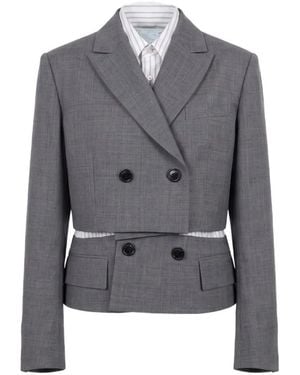 Sacai Layered Double-Breasted Blazer - Grey