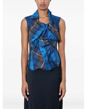 Vivienne Westwood Drunken Draped Short-Sleeve Shirt - Blue