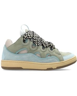 Lanvin Low-Top Sneakers With Mesh Cutouts And Zigzag Laces - White