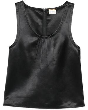 Saint Laurent Cassandre Pleated Top - Black