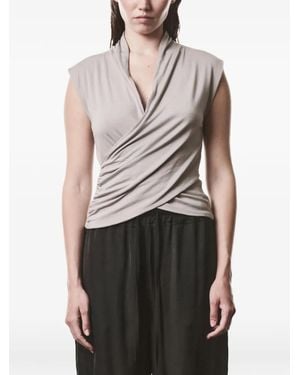 Thom Krom Surplice Sleeveless T-Shirt - Grey