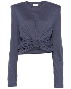 Magda Butrym Camiseta Con Hombreras Y Nudo - Azul