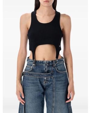 Jean Paul Gaultier Ribbed Garter Tank Top - Blue
