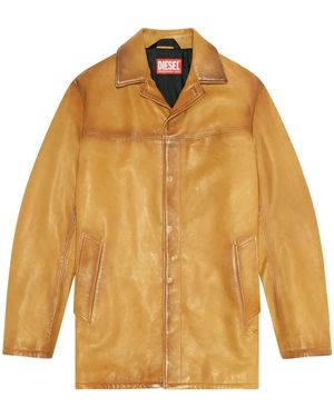 DIESEL L-Nico Leather Jacket - Yellow