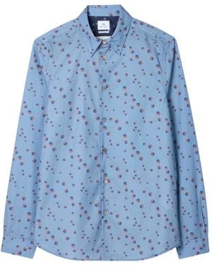 Paul Smith Tailored-Fit Dice Print Shirt - Blue