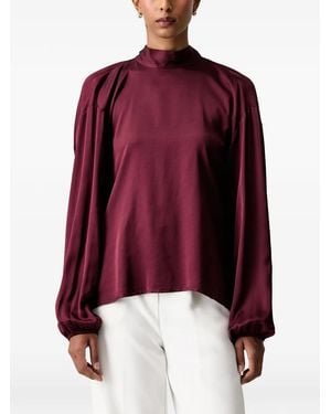 ViCOLO Cowl-Back Tie-Fastening Blouse - Red