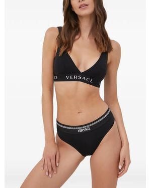 Versace Logo-Underband V-Neck Bra - Black