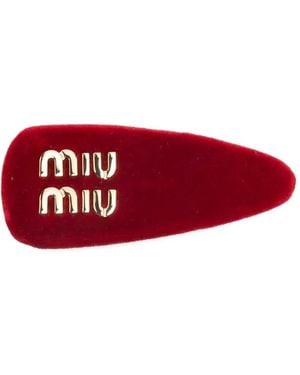 Miu Miu Velvet Hair Clip - Red
