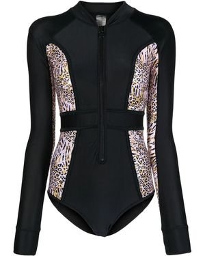 Duskii Bañador Con Motivo De Leopardo - Negro