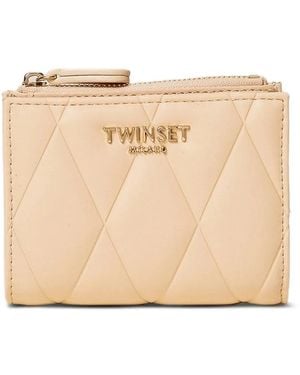 Twinset Bi-Fold Quilted Wallet - Natural