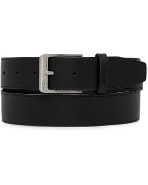 Trussardi Engraved-Logo Buckle Belt - Black