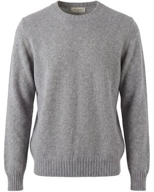 Piacenza Cashmere Long-Sleeve Cashmere Sweater - Gray