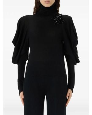 Blumarine Rollkragenpullover Mit Puffärmeln - Schwarz