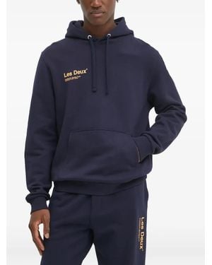 Les Deux Sudadera con capucha y logo bordado - Azul