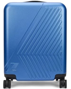 K-Way Debossed-Logo Suitcase - Blue