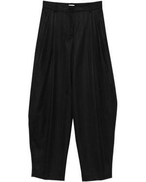 ANDAMANE Pleated Pinstripe Pants - Black