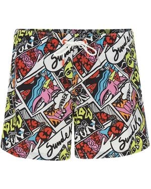 Sundek Badeshorts Mit Comic-Print - Weiß