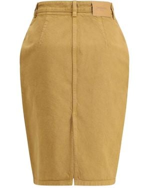 Saint Laurent Rear-Slit Cotton Midi Skirt - Yellow