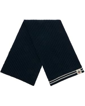 Bally Stripes Crest-Label Wool Scarf - Blue