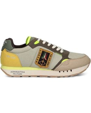 Aeronautica Militare Embroidered-Logo Retro Trainers - Green