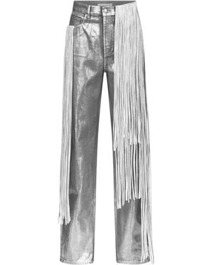 Area Metallic Fringed Straight-Leg Jeans - Gray
