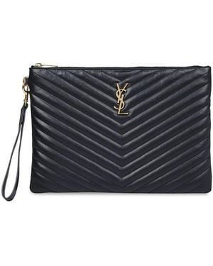 Saint Laurent Cassandre Matelassé Pouch - Black