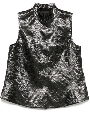 Shiatzy Chen Top Aus Jacquard Mit Mandarinkragen - Schwarz