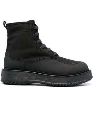 Hogan Untraditional Lace-Up Ankle Boots - Black