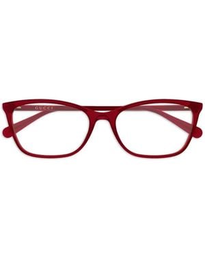 Gucci Brille Mit Eckigem Gestell - Rot