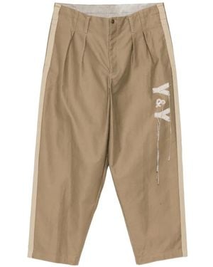 Yohji Yamamoto Side-Tape Pleated Trousers - White