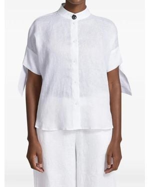 ARMANI EXCHANGE Bow-Detail Short-Sleeve Shirt - White