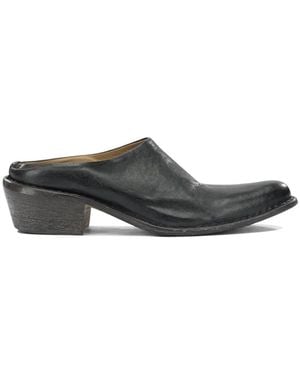 Moma Leather Slip-On Mules - Grey