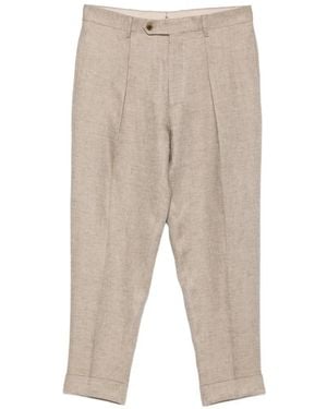 Berwich Chiaia Pleated Turn-Up Trousers - Natural