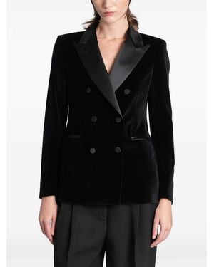 Tagliatore Double-Breasted Velvet Blazer - Black