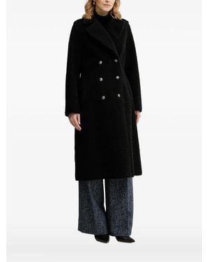 Guess Double-Breasted Faux-Fur Coat - Black