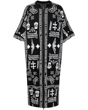 KTZ Church Print Zipped Kaftan - Black