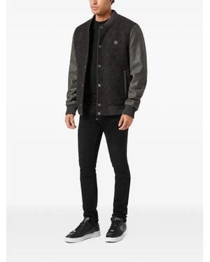Philipp Plein Varsity Bomber Monogram - Black