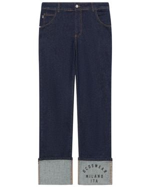 Gcds Logo-Patch Jeans - Blue
