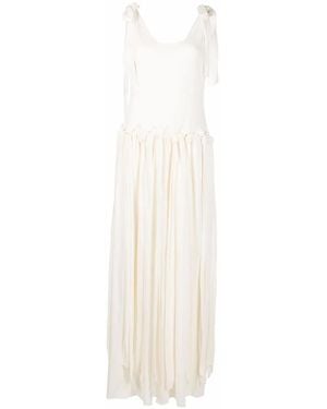 Chloé Drop-Waist Knotted Crepe Maxi Dress - White