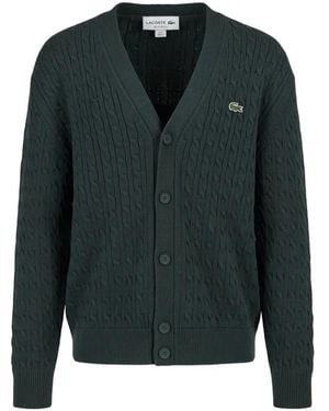 Lacoste Cardigan Mit Zopfmuster - Grün