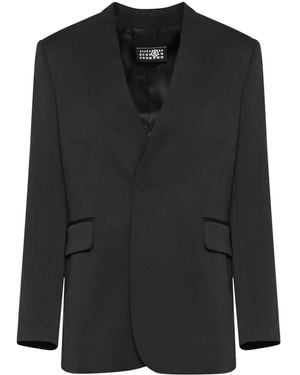 MM6 by Maison Margiela Collarless Single-Breasted Blazer - Black