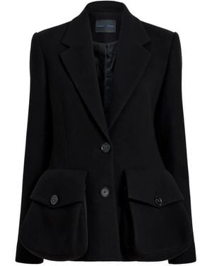 Proenza Schouler Flap-Pockets Buttoned Blazer - Black