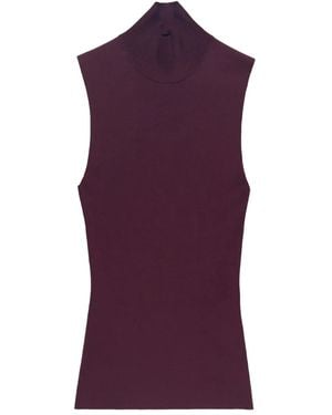 KHAITE Benita Ribbed Turtleneck Top - Purple