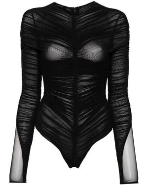 Mugler セミシアー ボディスーツ - ブラック