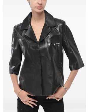 Off-White c/o Virgil Abloh Chemise De Bowling En Cuir À Boutons Pression - Noir