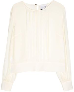 Edward Achour Paris Pintuck-Detail Long-Sleeve Blouse - White