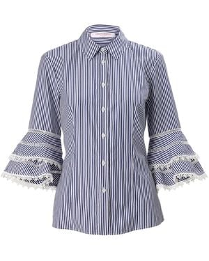 Carolina Herrera レーストリム シャツ - ブルー